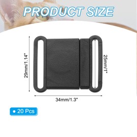 PATIKIL Safety Breakaway Bra Buckle 15 mm/5/8 Inch, 20 Pack Plastic Quick Release Breakaway Buckles for Bra Cat Dog Collar Harness Strap Parts Accessories, Black
