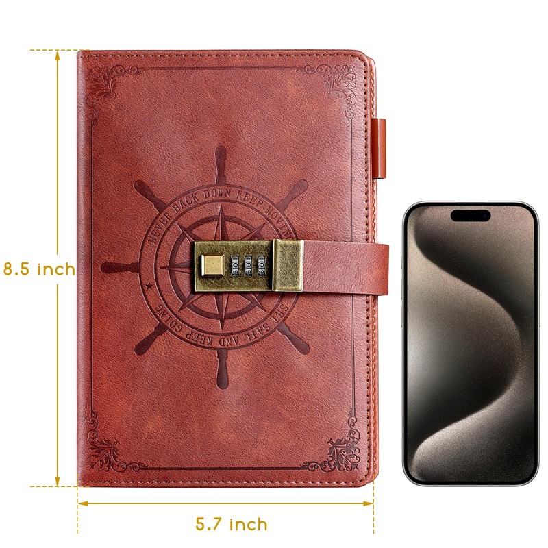 Kesote A5 Diary with Lock Leather Cover Lock Notebook Lined
