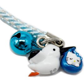Made in Tantan, Tajima Limited Edition Konotori Kitty Strap (Blue) Toyooka City, Black Bill and Feather Tips, Orange Legs and Storks from Toyooka