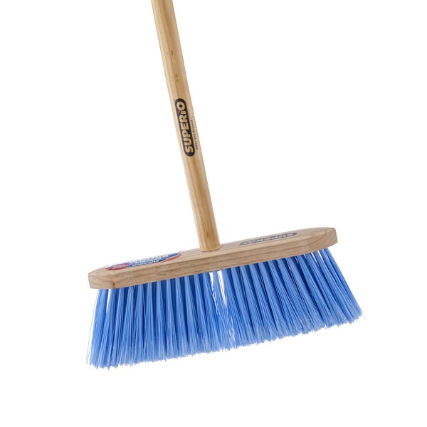 Superio Kitchen Broom - USA Wood Handle, Fine Premium Blue Bristles - Heavy Duty Household Broom - Easy Swiping Dust and Wisp, Home, Kitchen, Lobby, Floors and Corners.