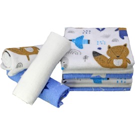 Clevere Kids Absorbent Burp Cloths, Pack of 9, Flannel Stars, 38 x 38 cm, Baby Cloths, Oeko-Tex (Forest Friends Blue)