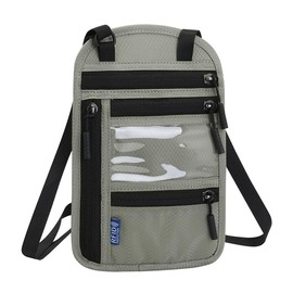 ZKSXOA Neck Pouch Chest Bag Men Women with RFID Protection Waterproof Travel Purse Travel Security Bag with Adjustable Neck Strap for Cash Cards Keys and Passport, Grey