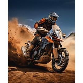 Generic Dirt Bike Rider On The Trail Cotton Panel 36 X 44 Inches David Textiles DX 4898, Blue