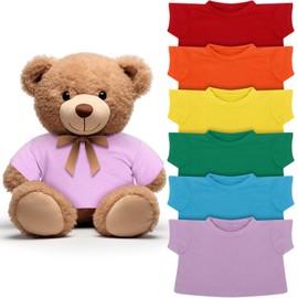 Skylety 6 Pcs Bear Clothes Basic Tee Shirt Classic Stuffed T Shirt Plush Bear Crew Neck for Stuffed Bears Doll with 14 - 18 Inch(Rainbow)