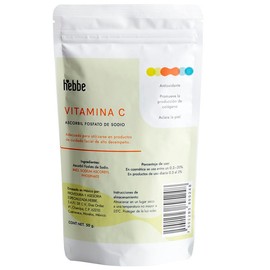 Hebbe - Vitamina C Fosfatada, Antioxidante y Aclarante para Cosméticos, 50 g