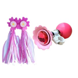 Bike Horn for kids, Children Bicycle Bell with 2 Pack Bike Handle Streamers Bike Accessories for Girls or Boys (Pink)…