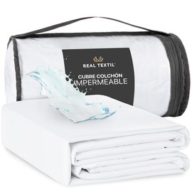 REAL TEXTIL Protector Cubre Colchón 100% Impermeable | Tela Suave e Hipoalegénica con Ajuste Elástico de hasta 45 cms. (King Size)