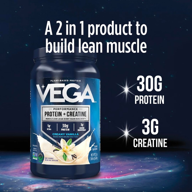 Vega Protein + Creatine - 30g Plant-Based Protein, Vanilla, 13