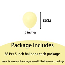 Small Balloons Mini Pastel Yellow 5 Inches, Pack of 36 Macaron Yellow Balloons Helium Balloons, Light Yellow Latex Balloons for Birthday, Wedding, Gender Reveal, Bridal Shower, Baby Shower Decorations