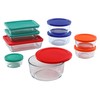 Pyrex Pyrex 1110608 781147970080 18piece glass food storage set with