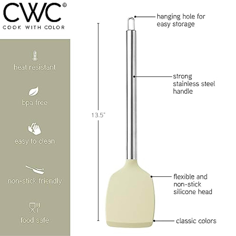 COOK WITH COLOR Silicone Cooking Utensils, Kitchen Utensil Set, Easy