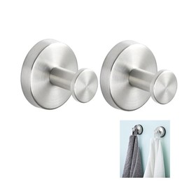 2PCS Stainless Steel Vacuum Suction Cup Hooks, Bathroom Towel Hook, Suction Cup, Towel Holder, Suction Shower Hooks, Easy Install Hooks Hanger for Kitchen Bathroom Restroom Shower Wall