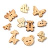 KitBeads 120Pcs 12 Styles Cute Animal Wood Buttons Rabbit Butterfly