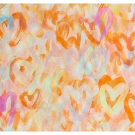 styleBREAKER Women's Loop Scarf with Brushstroke Heart Pattern | Airy Tube Scarf | Soft Scarf for Spring and Summer Made of Viscose 79 x 49 cm, orange, Unit size