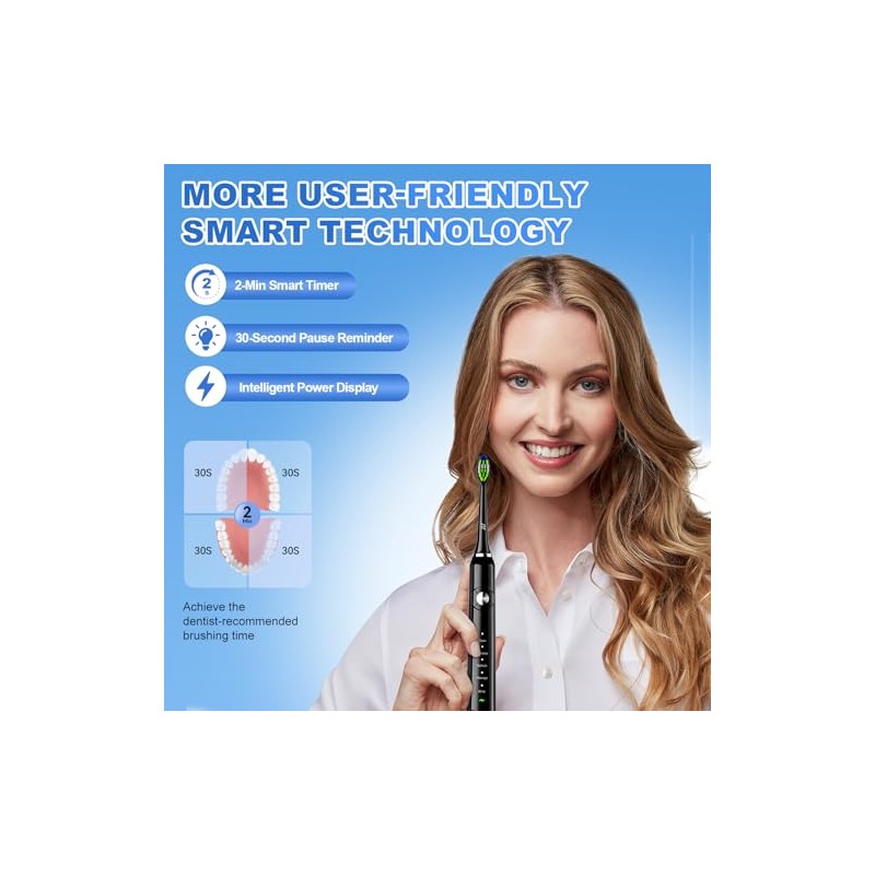 JTF - Cepillo de dientes eléctrico para adultos y adolescentes,