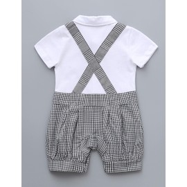 HeMarIsle HMD - Mameluco para bebé y caballero, color blanco, con pajarita de esmoquin (0-18 M), Blanco, 95(12-18 Month)