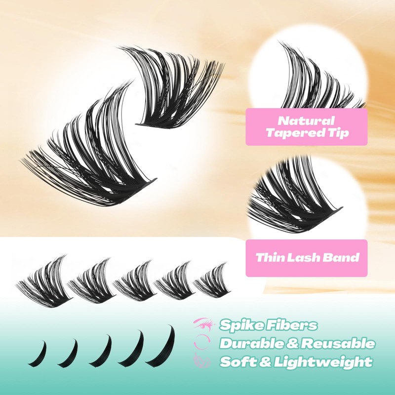 GEMERRY Eyelash Extensions Spikes DIY Cluster Eyelashes D Curl Individual
