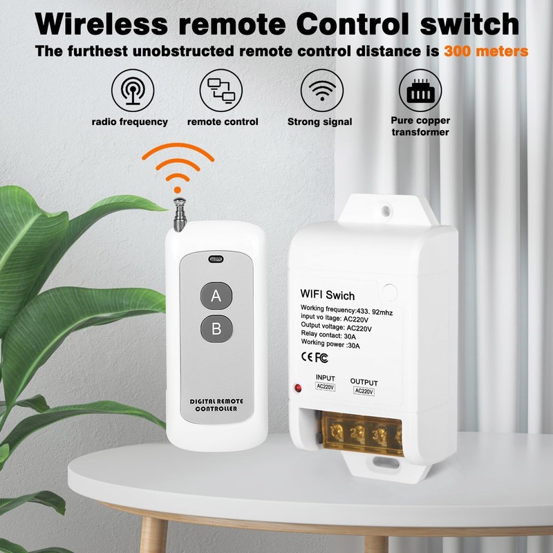 DEWIN Wireless Remote Control Switch, Wireless Remote Switch Relay Receiver