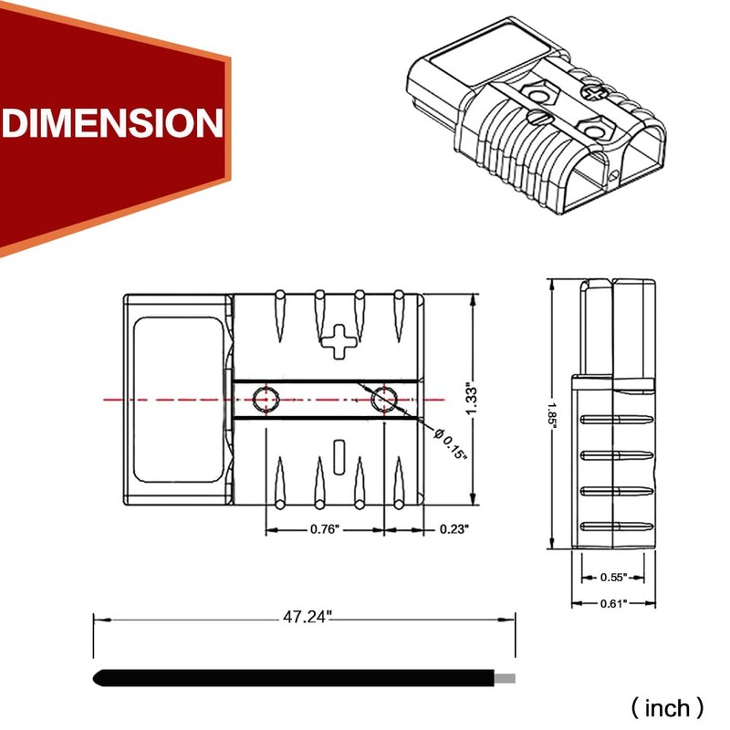 IZTOSS 50A Anderson Connector Plug with 6AWG Cable for 6