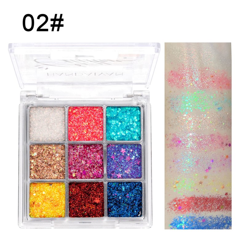 9 Colours Eyeshadow, Glitter Eyeshadow Palette, Shimmer Ultra Pigmented, Shining