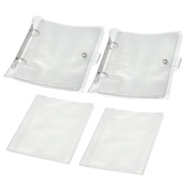 PATIKIL 4x6" Clear Loose-Leaf Photo Album Plastic Transparent Picture Album with 100 Pockets and 50 Replacement Refill Sleeves for Photo Picture Postcard, 2packs, Transparent