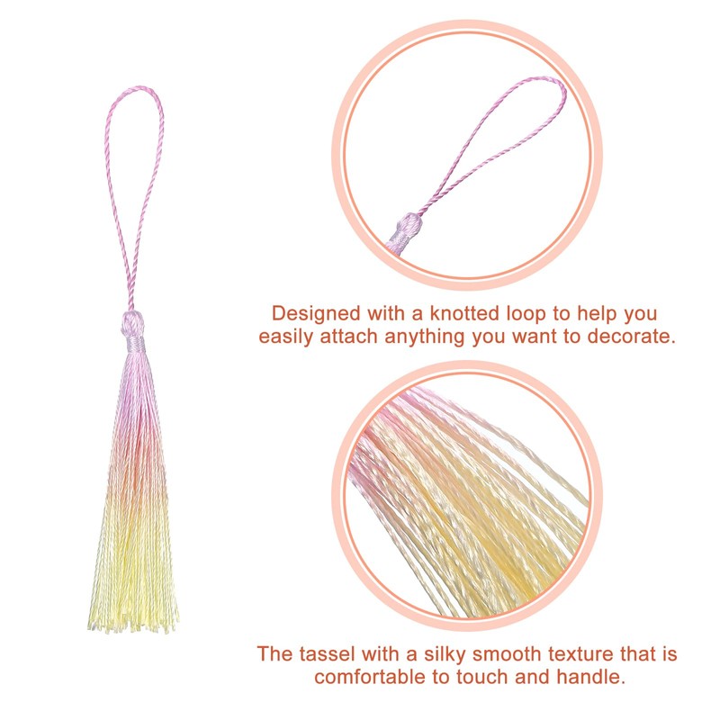 sourcing map Bookmark Tassels - 2Pcs 13cm/5" Silky Soft Mini