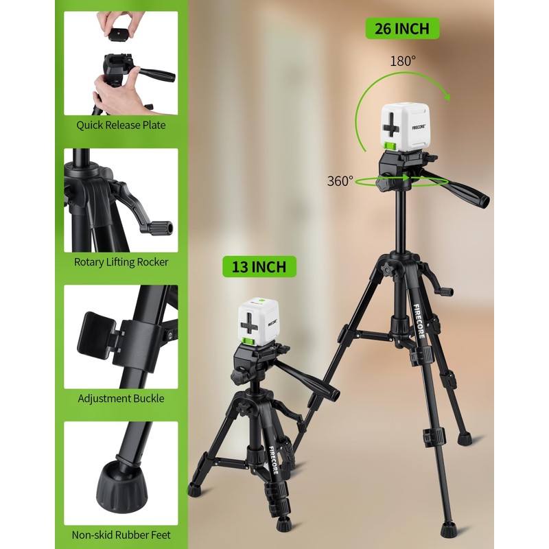 Firecore Laser Level with Tripod, Self Leveling Laser Level Green