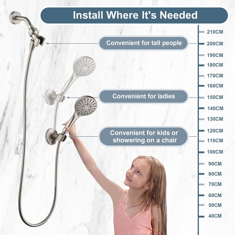 BRIGHT SHOWERS Strong Adhesive Shower Head Holder with Dual Angle