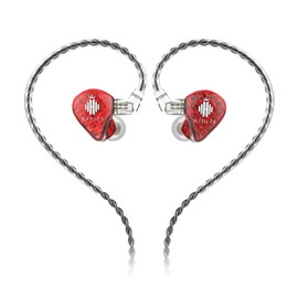 Hidizs MS1-Galaxy High-Performance Dual Magnetic Circuit Dynamic Driver in-Ear Monitors 3.5mm Plug Inline Control and Microphone Detachable 0.78mm 2 Pin Cable (Without MIC, Red)