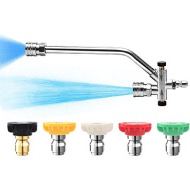 Foam Cannon Dual Connector Accessory, Pressure Washer Double Tip Attachment for Foam Blaster with 5 Pressure Washer Sprayer Nozzles, 1/4" Quick