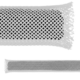 Electriduct 2" PET Expandable Braid Sleeving Flame Retardant Flexible Wire Mesh for Cord Management and Cable Protection - 10 Feet - White