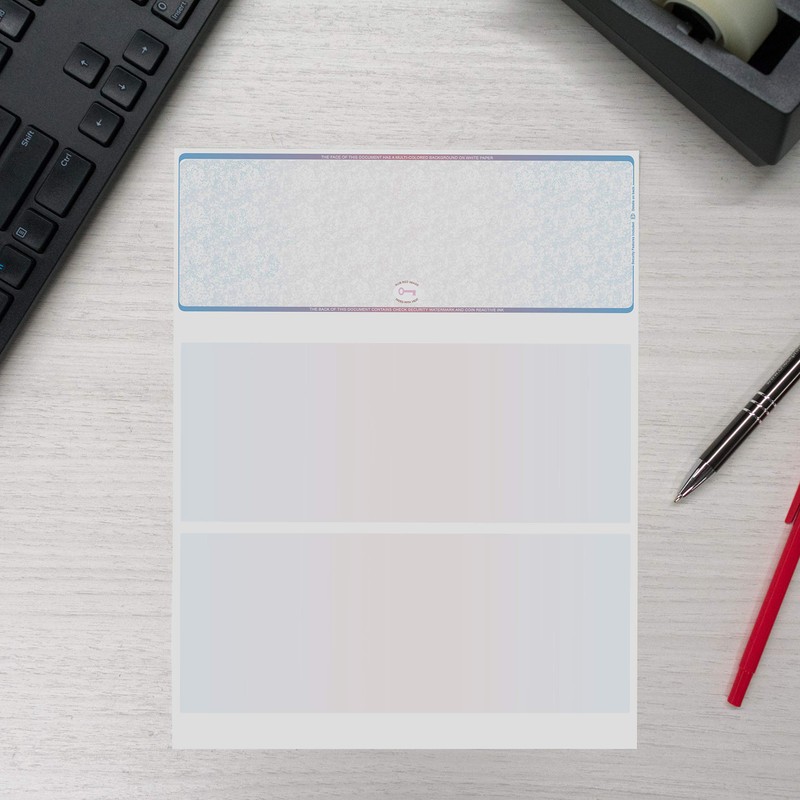 Blank High Security Top Computer Checks, 250 Blue/Red Checks