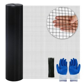 Sunnyglade Hardware Cloth, 1/2 Inch 48" x 100 ft Black Vinyl Metal Mesh Roll, 19 Gauges Chicken Wire Fence Roll, Welded Wire Fencing PVC Coated Wire Fence Rolls for Chicken Coop, Poultry (Black)