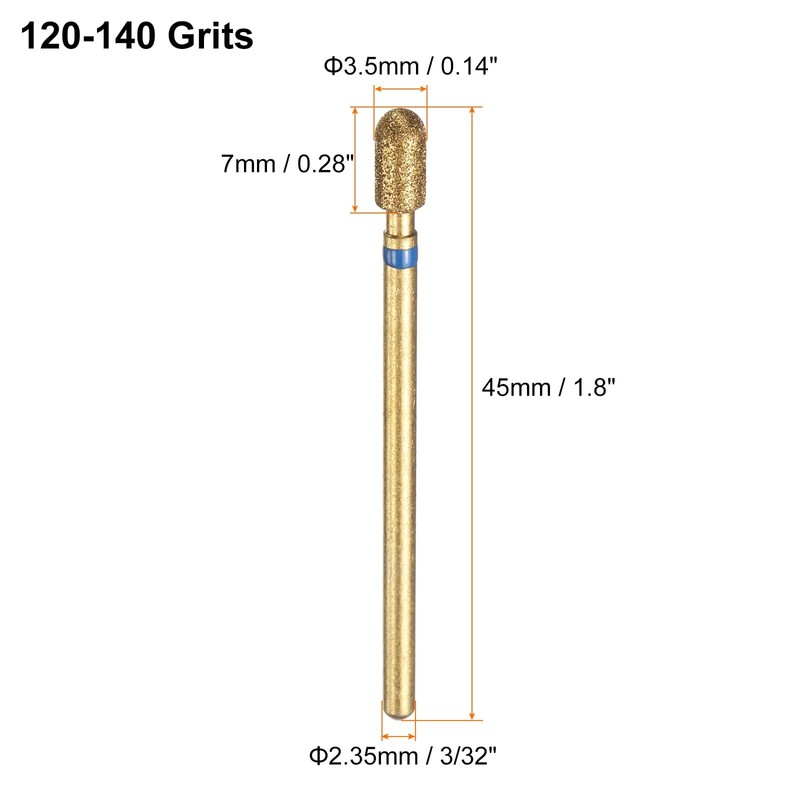 sourcing map 6pcs 120-140 Grits Diamond Grinding Bit 3.5mm Cylindrical