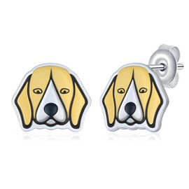 Beagle Earrings 925 Sterling Silver Beagle Stud Earrings Cute Dog Beagle Gifts for Women Girls