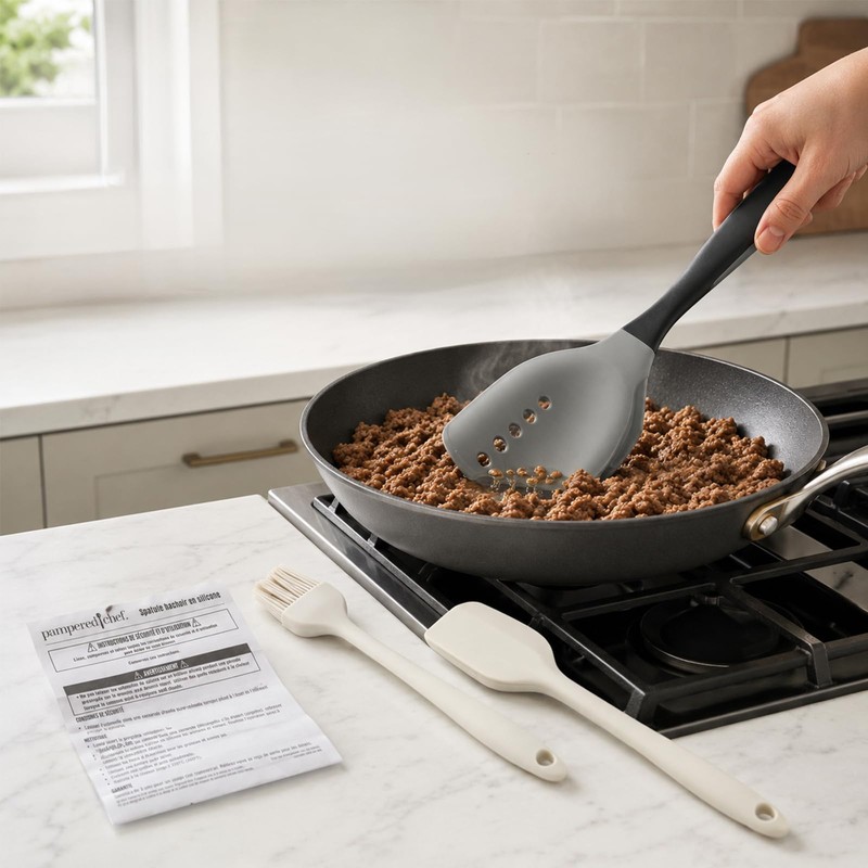 Meat Chopper Mincing Spatula, Silicone Ground Beef Masher with Drain