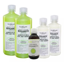 Florigan Shampoo Bergamota 1lt Kit 2+2 Acondicionador+ Aceite Cabello