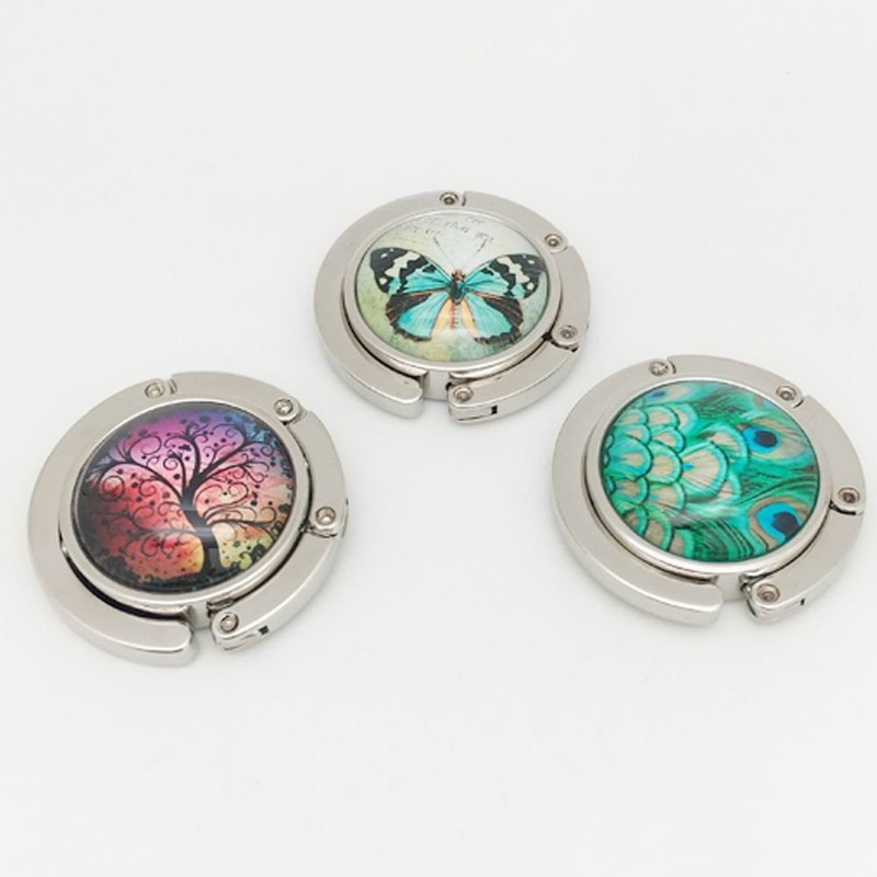 ROFLYER Purse Hook Set of 3 - Butterfly,Wish Tree,Peacock Foldable
