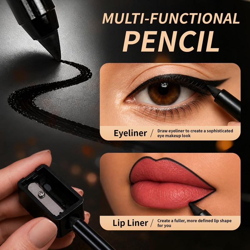 4PCS Black Lipstick Eyeshadow Eyeliner Set for Halloween Makeup
