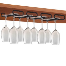 DAPJU 7 Inch Black Under Cabinet Wine Glass Holder Stemware Rack Glass Storage Hanger Organizer for RV Cabinet Kitchen Bar (4 Pack)