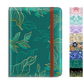 Rimilak Passport Holder, RFID Blocking Passport Cover Wallet Travel Essentials, Leather Travel Air Ticket Documents Organizer Protector for Women and Men, Gold Leaves