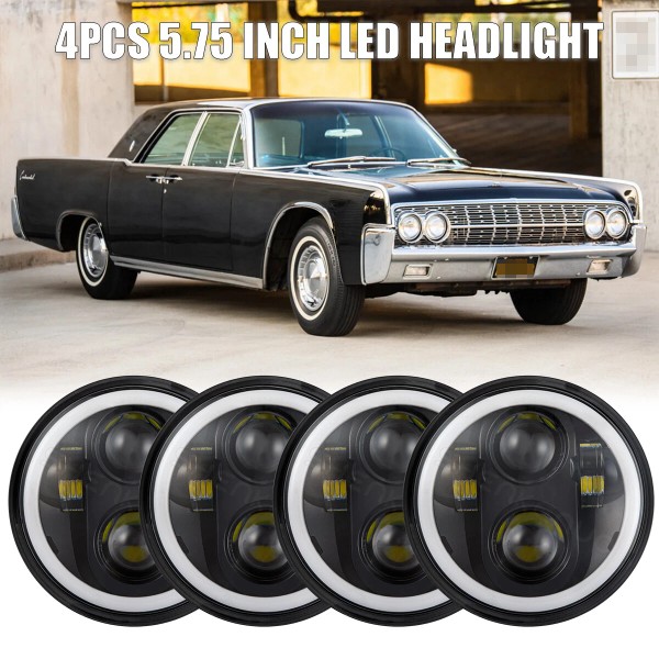 SHENKENUO 4PCS 5-3/4" 5.75" LED Headlights Hi/Low w/DRL For Lincoln