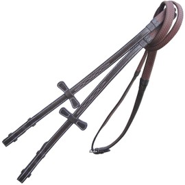 Exion Premium Raised Rubber Reins for Horse | Superior Grip and Durable Rubber reins Ideal for Show Jumping | Black, Brown | Size- Over, Full, Cob, Pony
