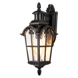 DEWENWILS Motion Sensor Outdoor Wall Lights Dusk to Dawn Exterior Light Fixture Wall Mount, Outdoor Porch Light with Water Ripple Glass, Wall Sconce Lantern for House Garage Patio