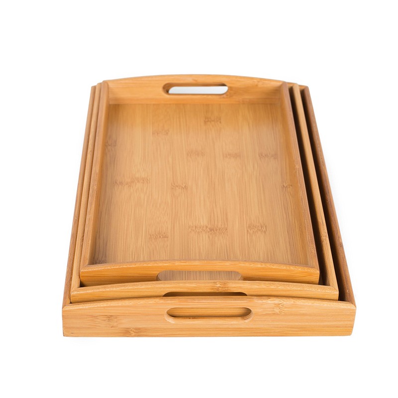 BirdRock Home 3 pc Breakfast Bed Tray (Rounded) - Bamboo