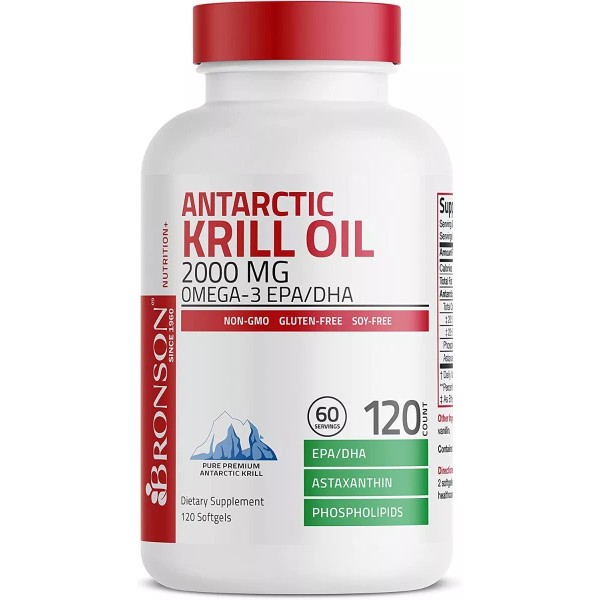 Bronson Aceite De Krill 2000mg ( 120 Cápsulas) Omega 3 Hecho En Usa