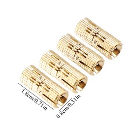 Zerodis 4 Pack 8mm Copper Brass Barrel Hinges, 180° Opening Angle, Hidden Box Hinges for Cabinet Cupboard Wine DIY Craft Jewelry Box