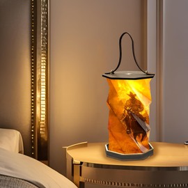 Consdemy Cordless Lamp Rechargeable Table Lamp,Japanese Hanging Lantern Paper Lamps Rice Paper Lamp,Small Touch Portable Table Lamp,Travel Night Light,Book Light,Desk Lamp for Room,Western Cowboy