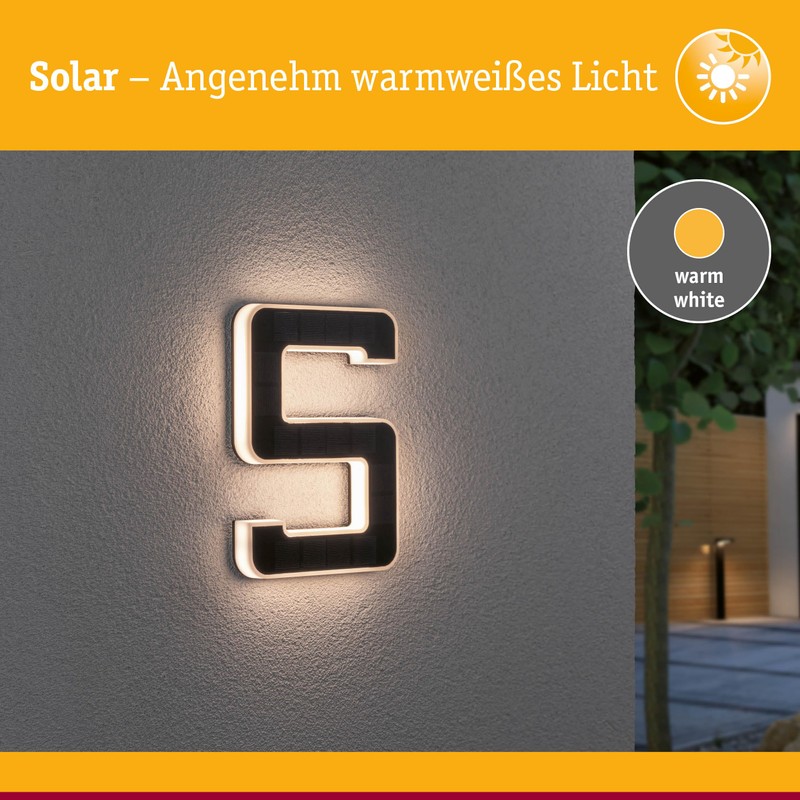 Paulmann Outdoor Solar House Number 5 3000 K IP44 Akk
