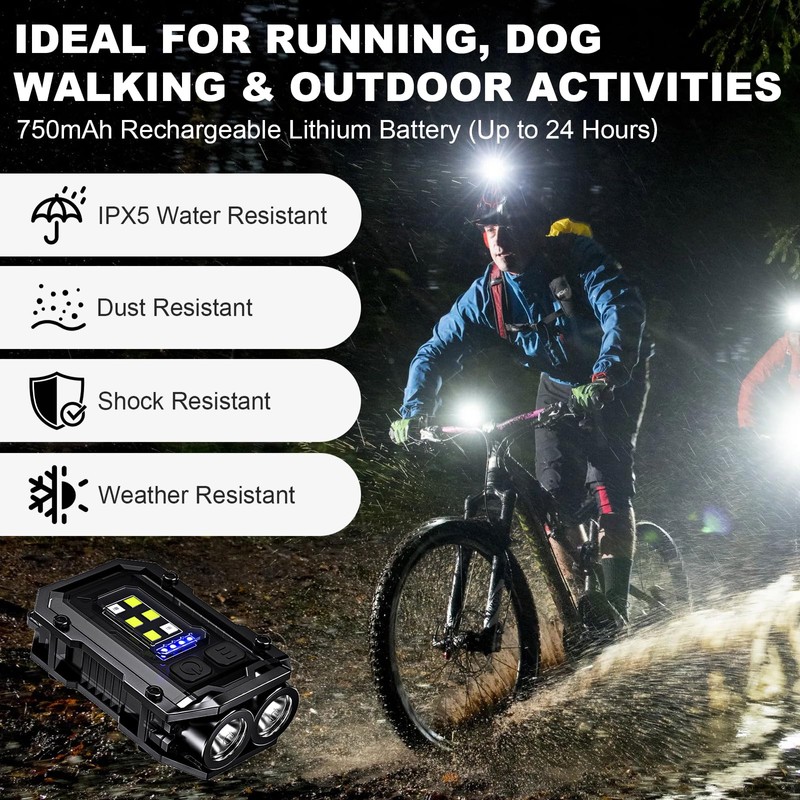 Vefhby Clip on Flashlight, 8 Modes Running Light for Runners